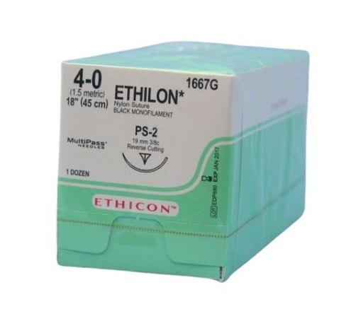 [JM1667G] ETHILON SUTURE 4/0 19MM 3/8 RC/12