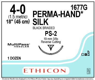 [JM1677G] SILK SUTURE 4/0 19MM 3/8 NEEDLE/12