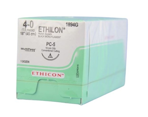 [JM1894G] ETHILON SUTURE 4/0 19MM 3/8 CCPRIME/12