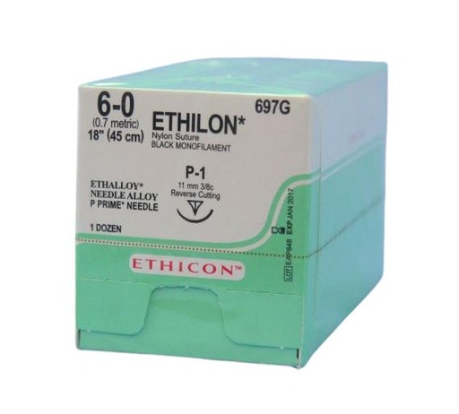 [JM697G] ETHILON SUTURE 6/0 11MM 3/8 P-1 /12