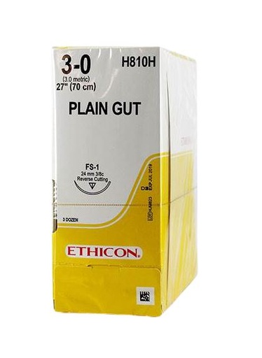 [JMH810H] SUTURE PLAIN GUT 3/0 24MM RC/36