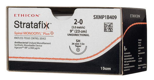 [JMSXMP1B409] STRATAFIX MONOCRYL SUTURE 2/0 26MM 1/2 TP/12