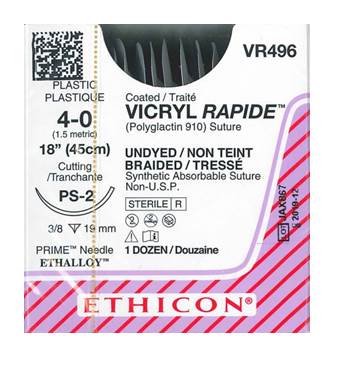 [JMVR496] SUTURE VICRYL RAPIDE 4/0 19MM RCPRIME/12