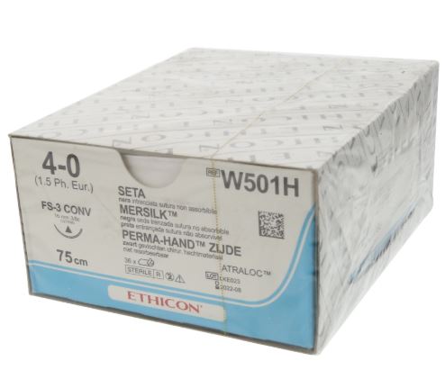 [JMW501H] SILK SUTURE 4/0 16MM 3/8 CC NEEDLE/36