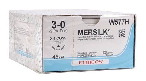 [JMW577H] SILK SUTURE 3/0 22MM 1/2 CC NEEDLE/36