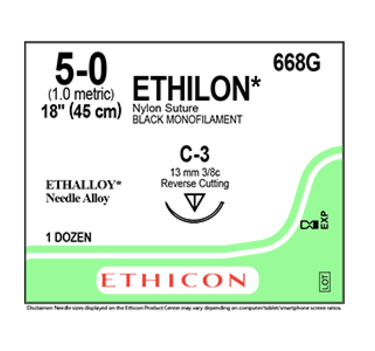 [JMW668G] ETHILON BLK SUTURE 5/0 45CM C-2 /12
