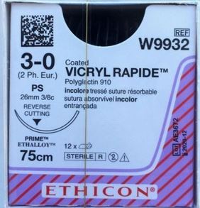 [JMW9932] SUTURE VICRYL RAPIDE 3/0 26MM RCPRIME/12