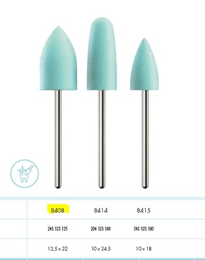 [KE8408006] ACRYLIC POLISHER FLAME LIGHT BLUE MED /6