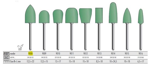 [KE9008006] ACRYLIC POLISHER COARSE GREEN FLAME /6