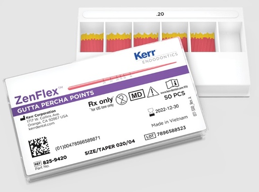 [KR8259420] ZENFLEX PRE‐TIP GP .04/.20 TAPER – 50PK