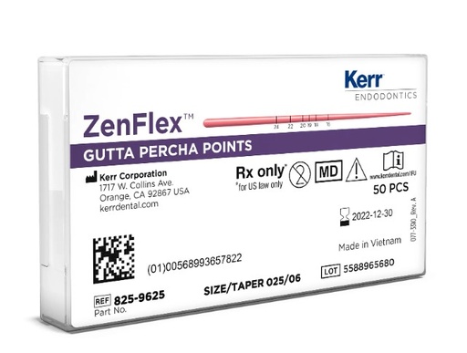[KR8259625] ZENFLEX PRE‐TIP GP .06/.25 TAPER – 50PK