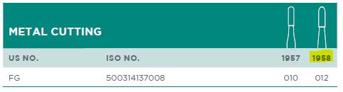 [WVFG1958] CARBIDE BUR 1958 METAL CROWN CUT 012/5