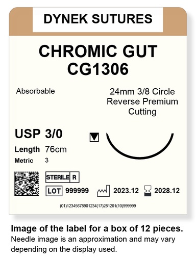 [DYCG130612] Chromic Gut Suture 3/0 24mm 3/8RC 76cm/12