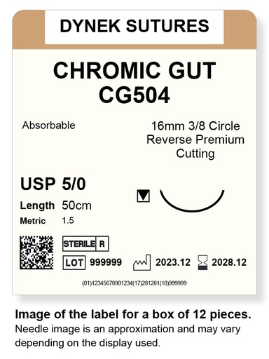 [DYCG50412] Chromic Gut Suture 5/0 16mm 3/8RC 50cm/12