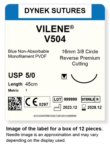 [DYV50412] Vilene Suture 5/0 16mm 3/8RC 45cm pkt 12