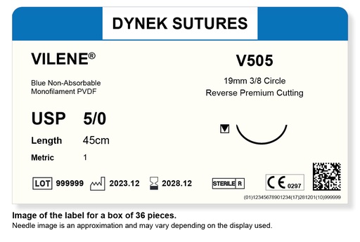 [DYV50536] Vilene Suture 5/0 19mm 3/8RC 45cm pkt 36