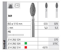 [IT370F] INTENSIV DIAMOND BUR 370 STD (369-025) FG/6