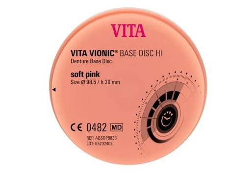 [VIADCLPT9830] VITA VIONIC® BASE DISC HI, classic pink translucent, Ø 98.5 x h 30 mm, 1 pc.