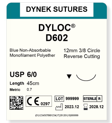 [DYD602D12] Dyloc suture 6/0 11mm 3/8 RC 45cm /12