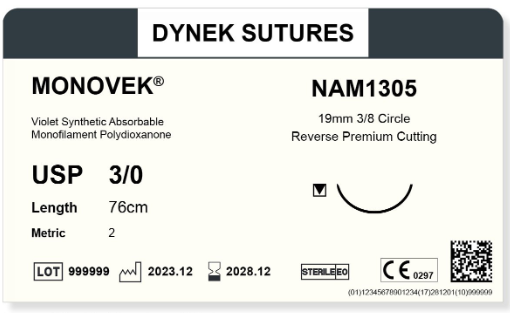 [DYNAM40436] Monovek suture 4/0 16mm 3/8RC 45cm/36