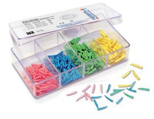 [POL5001PLUS] Wood Wedges - assorted 1000 pcs (300x pink XS, 300x blu S, 200x green M, 200x yellow L) 